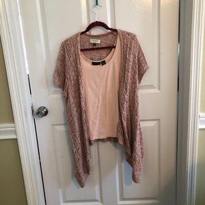 Cute pink short sleeve Cardigan with top! XL